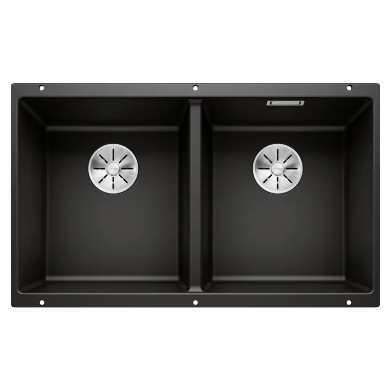 PRONTA CONSEGNA - Blanco Lavello due vasche SUBLINE 350/350-U 1525987 finitura nero da 75.5x46 cm - Sottotop Affare