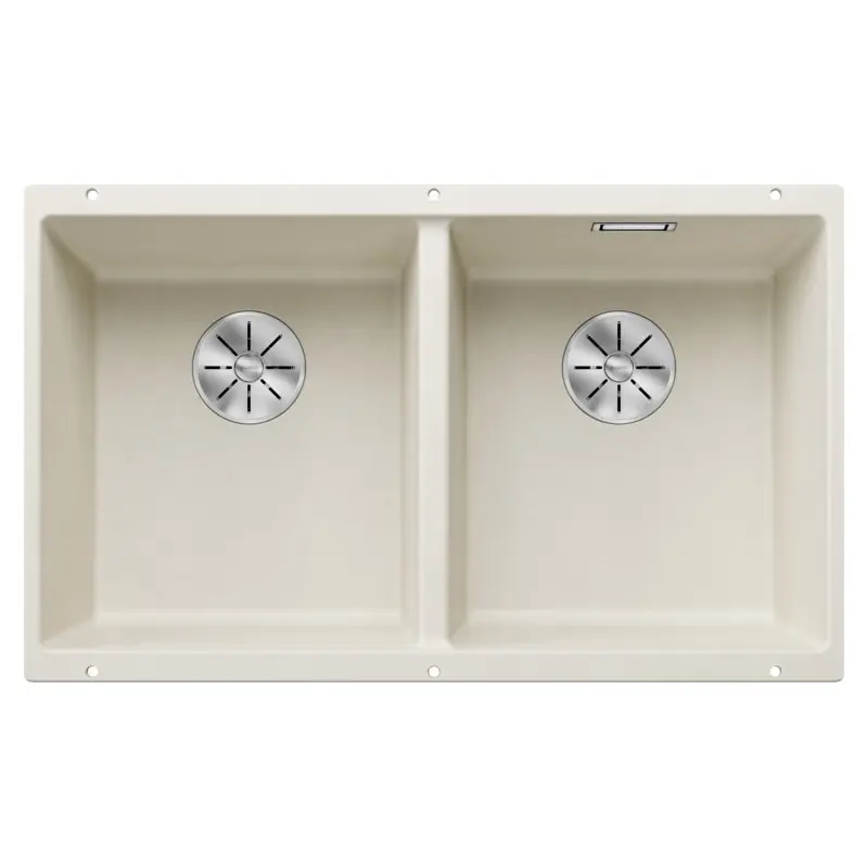 PRONTA CONSEGNA - Blanco Lavello due vasche SUBLINE 350/350-U 1527164 finitura soft white da 75.5x46 cm - Sottotop Promozione Esclusiva