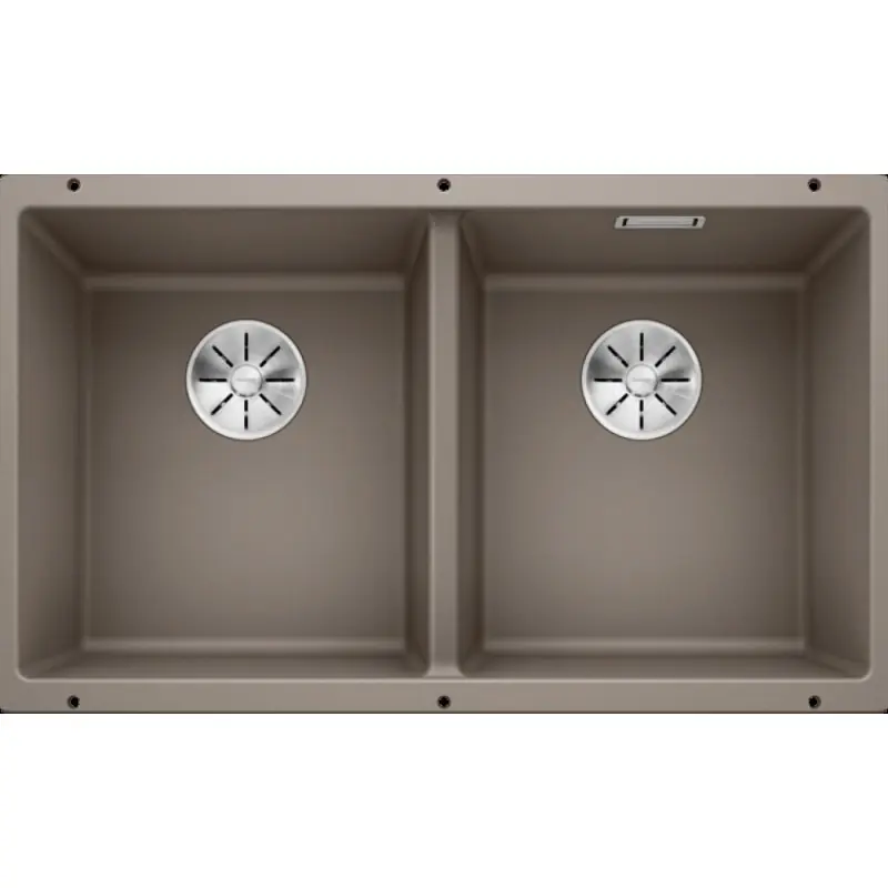 PRONTA CONSEGNA - Blanco Lavello due vasche SUBLINE 350/350-U 1518598 finitura tartufo da 75.5x46 cm - Sottotop Professionale