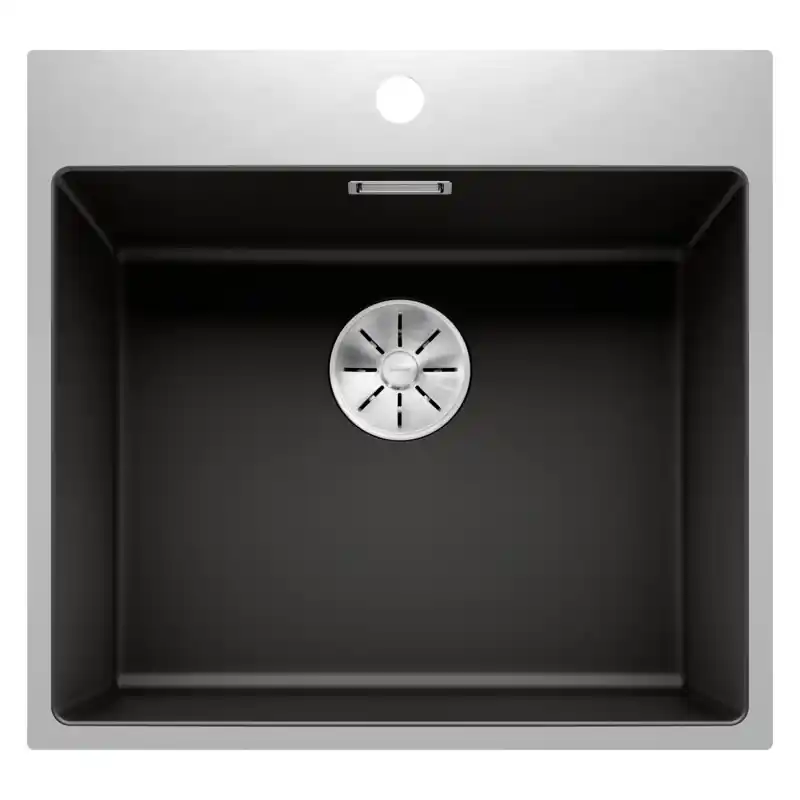Esclusivo Blanco Lavello una vasca SUBLINE 500-IF/A 1526000 finitura nero e inox da 54.3x51 cm - Sopratop/Filotop