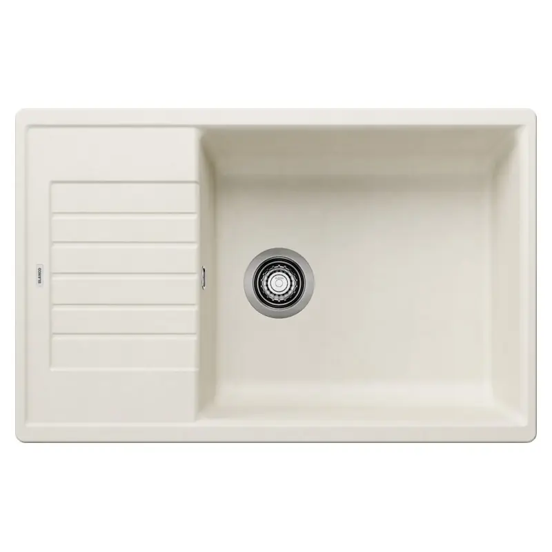 Blanco Lavello una vasca con gocciolatoio ZIA XL 6 S Compact 1527214 finitura soft white da 78x50 cm - Sopratop Direttamente Dal Produttore