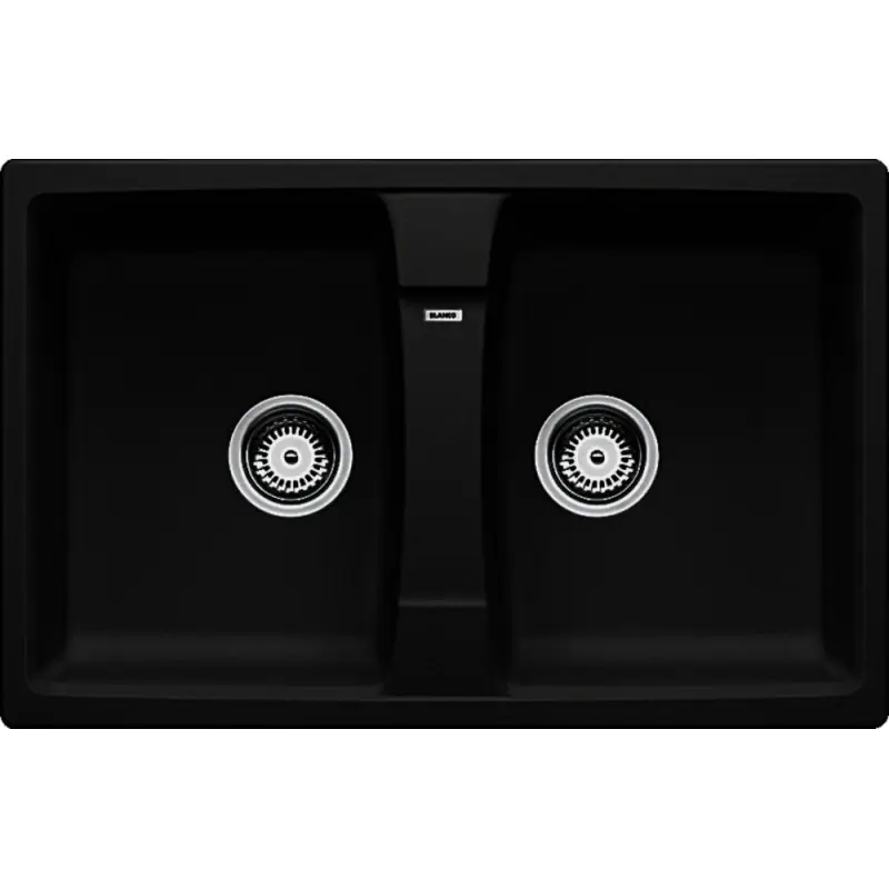 Quantità Limitata PRONTA CONSEGNA - Blanco Lavello due vasche ZIA 8 1536182 finitura nero da 78x50 cm - Sopratop