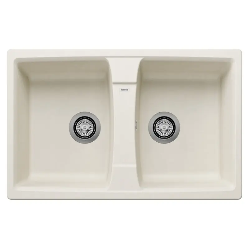 Blanco Lavello due vasche ZIA 8 1537097 finitura soft white da 78x50 cm - Sopratop Occasione Imperdibile