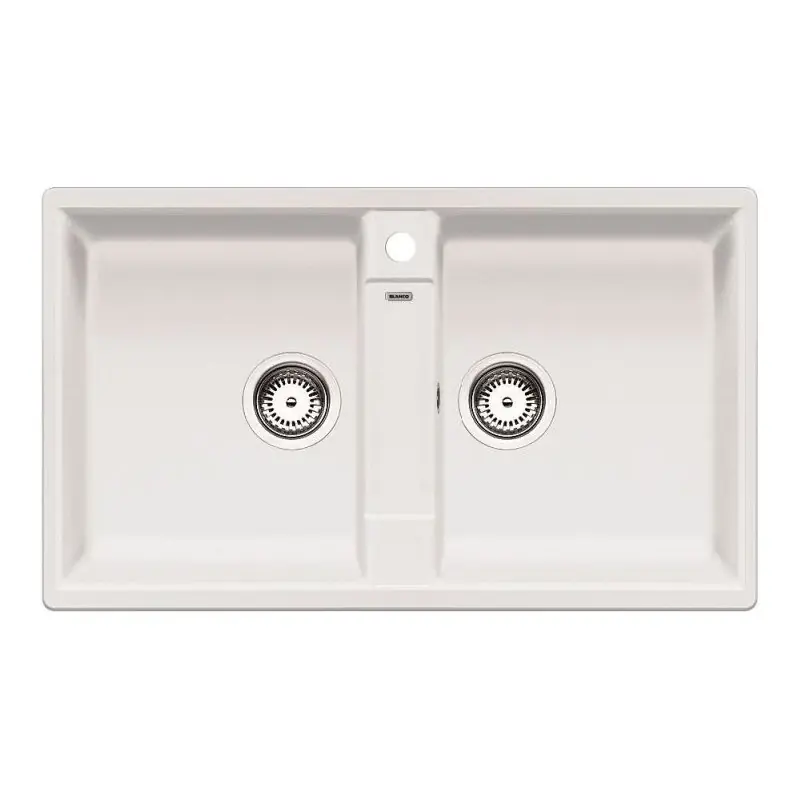 Consegna Rapida PRONTA CONSEGNA - Blanco Lavello due vasche ZIA 9 1516678 finitura bianco da 86x50 cm - Sopratop