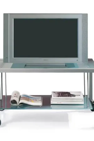 X.ABITAre Carrello porta TV Fuorimilano art. A41 con struttura in metallo e piano in cristallo da L.60 e H.75 cm - Con ruote Quantità Limitata