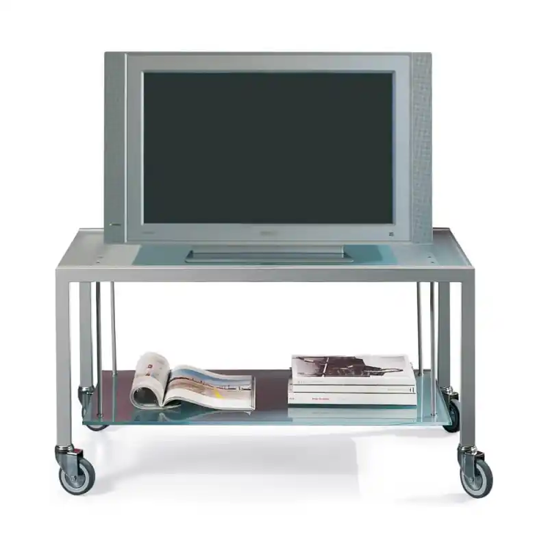 X.ABITAre Carrello porta TV Fuorimilano art. A41 con struttura in metallo e piano in cristallo da L.60 e H.75 cm - Con ruote Quantità Limitata