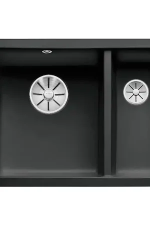 Affare Blanco Lavello una vasca con vaschetta SUBLINE 350/150-U 1514531 in ceramica nero da 56.7x45.6 cm - Sottotop