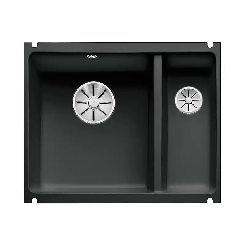 Affare Blanco Lavello una vasca con vaschetta SUBLINE 350/150-U 1514531 in ceramica nero da 56.7x45.6 cm - Sottotop