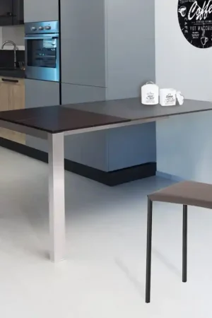 X.ABITAre Penisola allungabile Voila art. S10 con struttura in alluminio e piano a scelta da 80(145)x80 cm Nuova Collezione