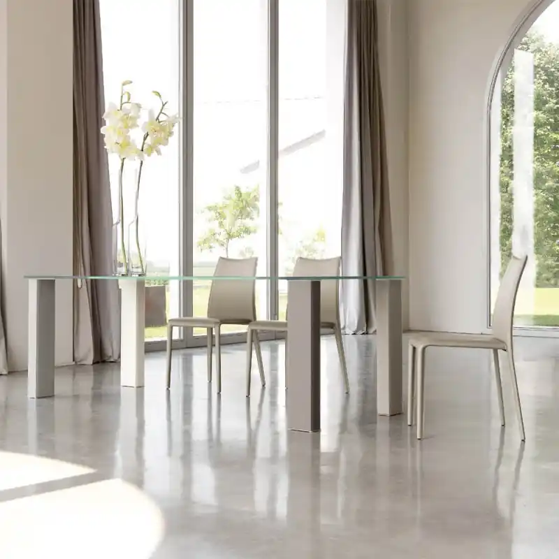 X.ABITAre Tavolo fisso Romolo art. S64 con gambe a scelta e piano in cristallo da 160x90 cm Promo Stagionale