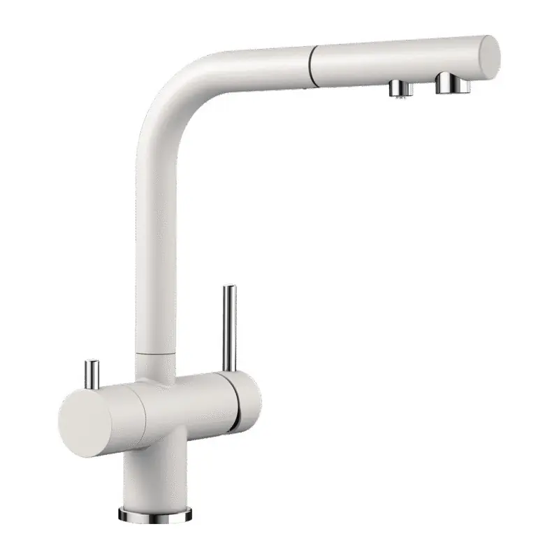 PRONTA CONSEGNA - Blanco Miscelatore a 3 vie doppio comando con doccetta estraibile FONTAS-S II 1525204 finitura bianco Prezzo Conveniente