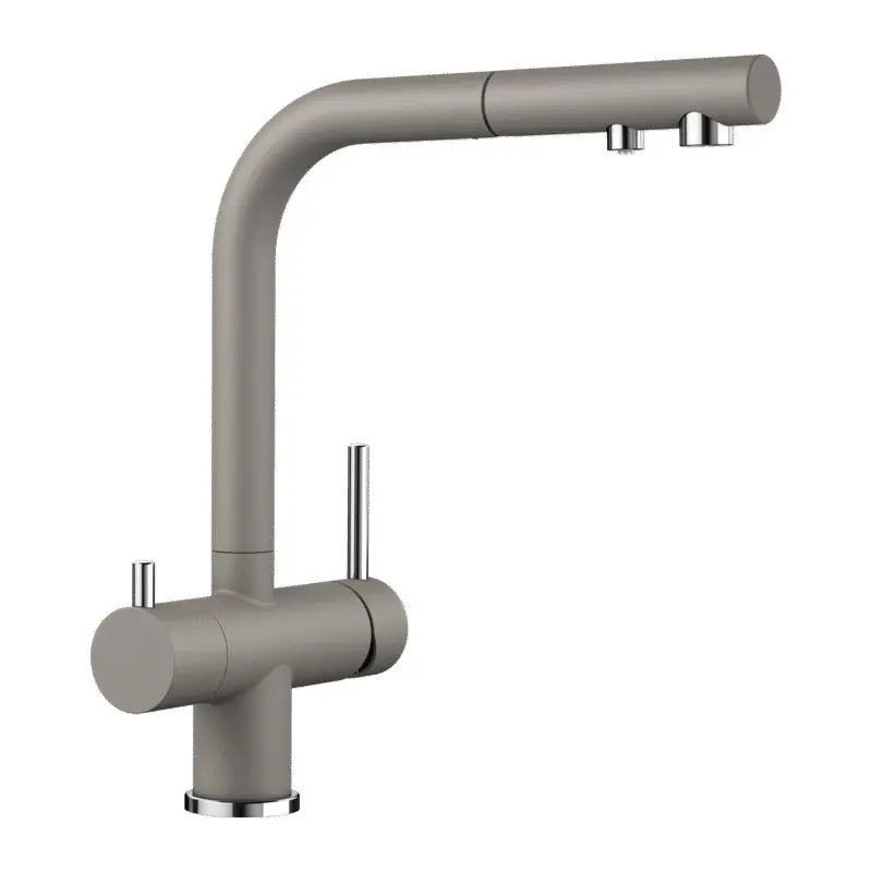 Blanco Miscelatore a 3 vie doppio comando con doccetta estraibile FONTAS-S II 1525206 finitura tartufo Promozione Esclusiva