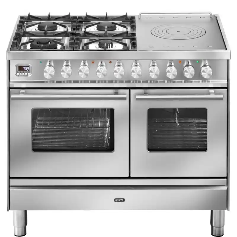 Vendita Finale Ilve Cucina PD10W Professional Plus PD10SDWE3 doppio forno e piano cottura 4 fuochi con coupe de feu e dual da 100 cm