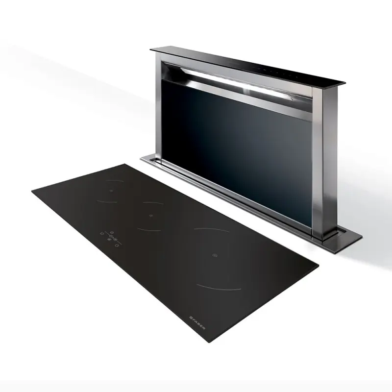 PRONTA CONSEGNA - Faber Cappa da piano downdraft FABULA PLUS EVO+ BK A60 340.0582.936 finitura acciaio inox e vetro nero da 60 cm Occasione Imperdibile