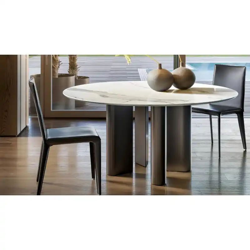 Offerta Limitata Bonaldo Tavolo rotondo fisso Geometric Table con struttura e piano in marmo da Ø160 cm