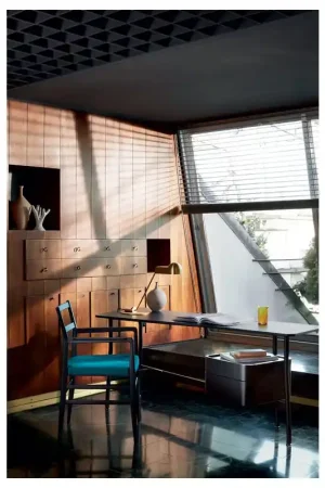 A Buon Prezzo Cassina Scrittoio fisso Sled in rovere tinto nero e cassettiera a due cassetti da 170x60 cm