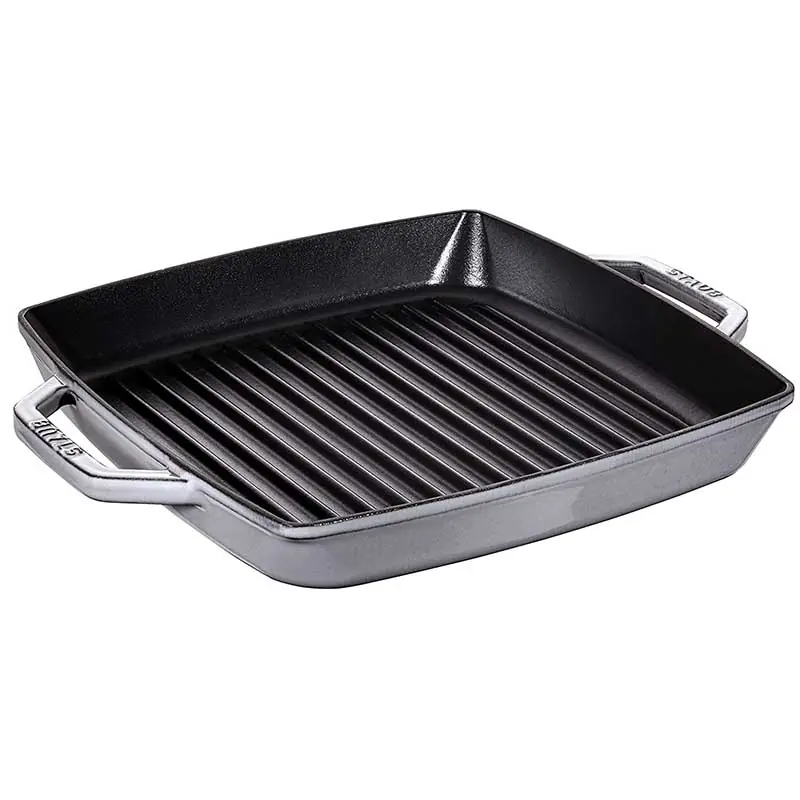 Staub Grill Pans Bistecchiera in ghisa con manici 33x33 cm Grigio Solo Oggi