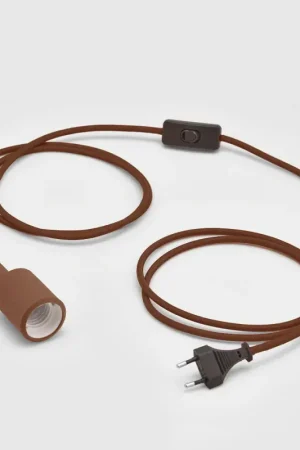 Ultimissimo Modello EDG Enzo de Gasperi cavo portalampadina vintage marrone 3m