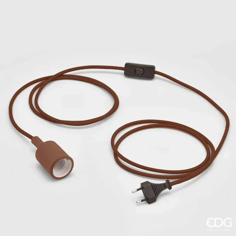 Ultimissimo Modello EDG Enzo de Gasperi cavo portalampadina vintage marrone 3m