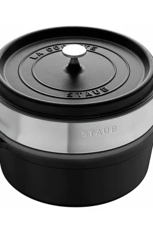 Prezzo Di Fabbrica Staub Cocotte tonda con vaporiera 26 cm nero