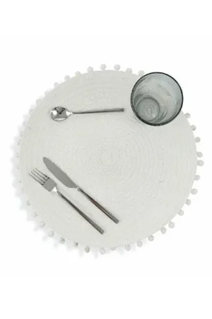 Villa d‘Este set 6 Tovagliette con pon pon in cotone D 40 cm Professionale