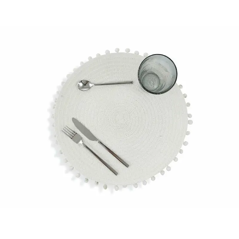 Villa d‘Este set 6 Tovagliette con pon pon in cotone D 40 cm Professionale