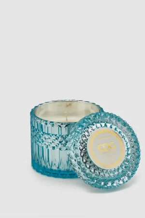 Compra Adesso EDG Enzo De Gasperi candela Crystal Azzurro in vetro h10,5 cm Sale Marino e Salvia Salata
