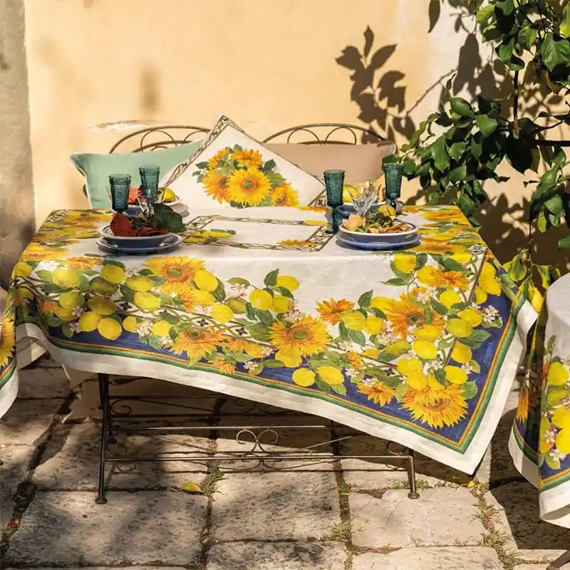 Professionale Tessitura Toscana Telerie Tovaglia Etruscan Garden 170x270 cm