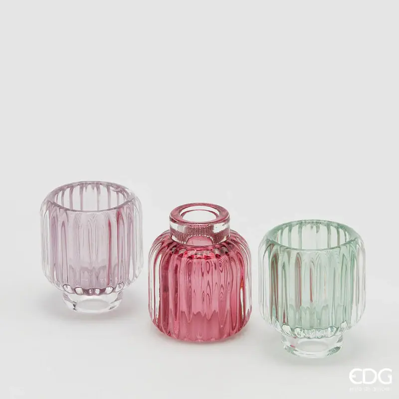 A Buon Prezzo EDG Enzo De Gasperi Set 3 Portacandele a Righe 2 Usi 8 cm Green Pink