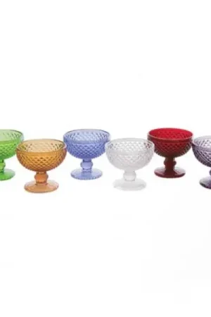 Esclusivo Fade Set 6 Coppette gelato Tusany Arlecchino vetro Multicolor 30cl