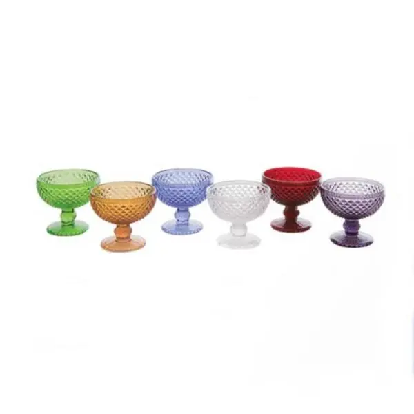 Esclusivo Fade Set 6 Coppette gelato Tusany Arlecchino vetro Multicolor 30cl