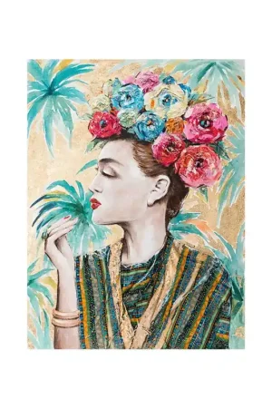 Agave Quadro Tropical Chic Dipinto a Mano 90x120 cm Nuova Collezione