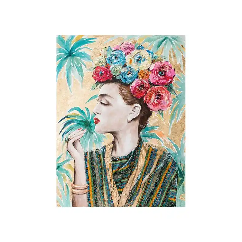 Agave Quadro Tropical Chic Dipinto a Mano 90x120 cm Nuova Collezione