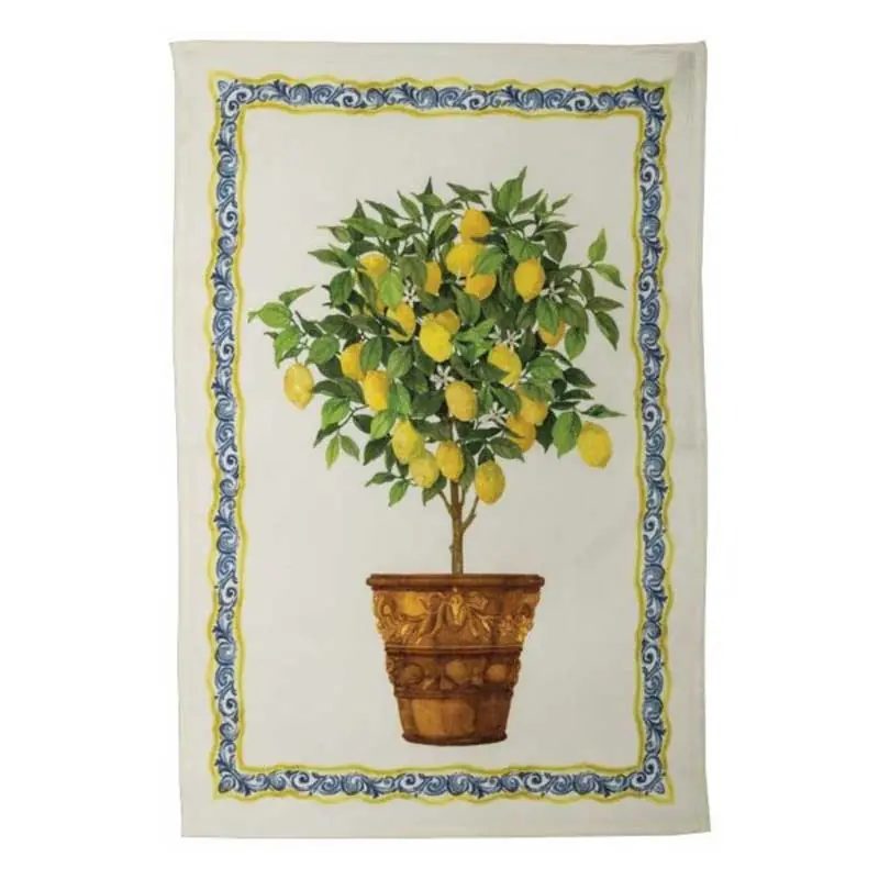 Economico Tessitura Toscana Strofinaccio in lino Limonaia Coccio 50 X 70 cm