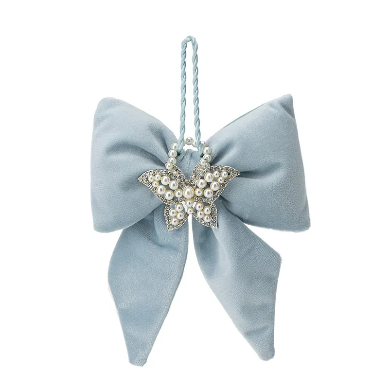 Hervit Fiocco In Velluto Celeste Con Farfalla 14x18 cm Saldi
