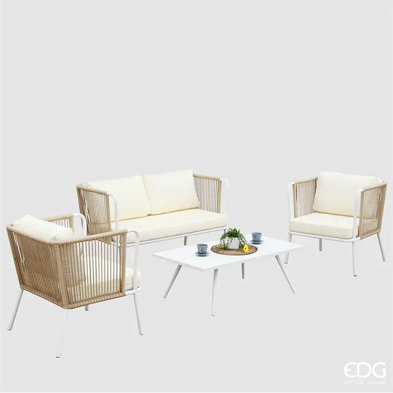 EDG Enzo de Gasperi Salotto Esterno da Giardino Divano + 2 Poltrone con Tavolino Promozione Esclusiva