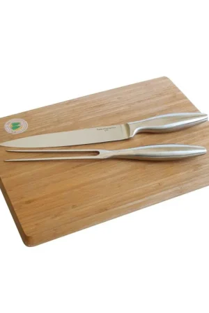 Andrea Fontebasso Tagliere Arrosto con 2 Coltelli 36x26 cm Bamboo Pagamento Sicuro