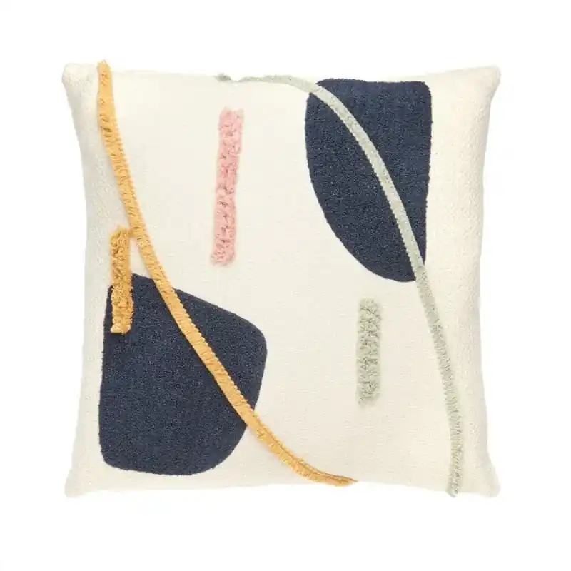 Economico L‘Oca Nera Cuscino in Cotone Ricamato 45x45 cm