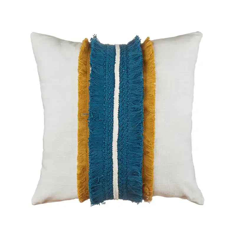 L‘Oca Nera Cuscino in Cotone con Frangie 45x45 cm Spedizione Espresso