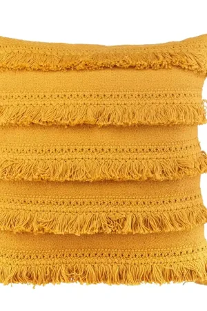 L‘Oca Nera Cuscino in Cotone con Frangie 45x45 cm Ultime Pezzi