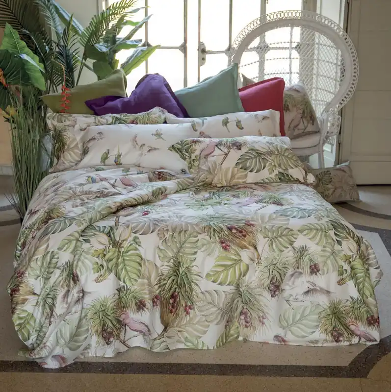 Consegna Rapida Tessitura Toscana Trapuntina 2 Piazze Parrot Quilt 270x270 cm