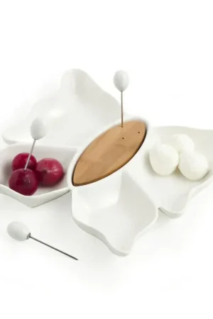 Brandani Antipastiera Butterfly in Porcellana con 3 Forchettine Prezzo Ridotto