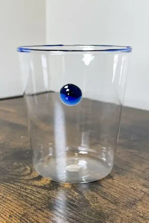 Solo Oggi Zafferano Set 6 Bicchieri Melting Pot Borosilicato Bianco e Blu 44 cl