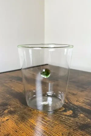 Professionale Zafferano Set 6 Bicchieri Melting Pot Borosilicato Verde e Ambra 44 cl