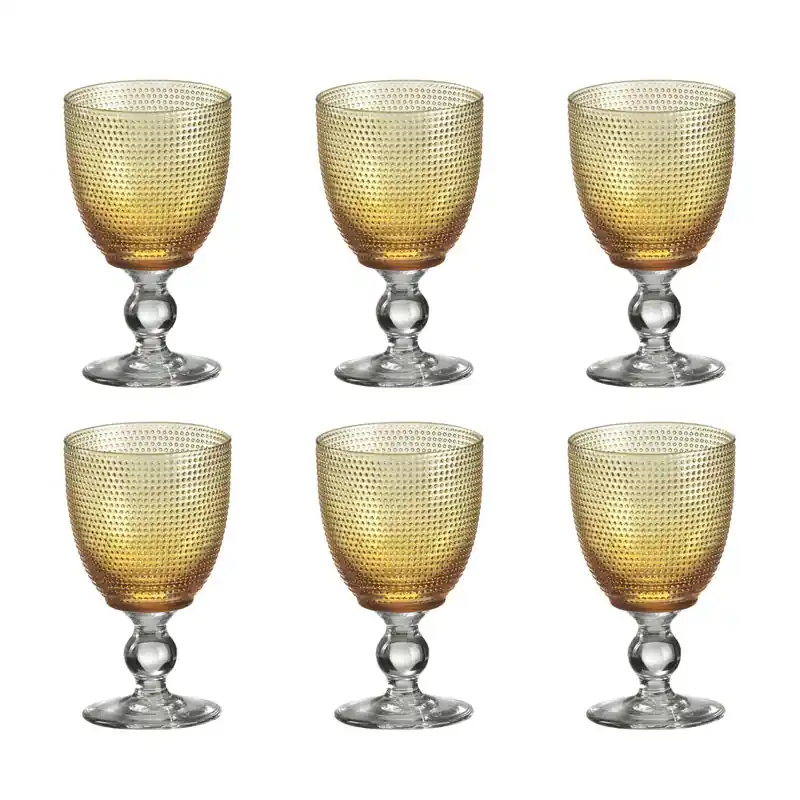 Offerta Del Giorno Onlylux Set 6 Calici Vino Trame Ambra H15 cm
