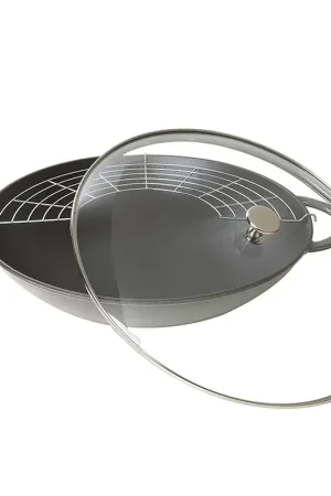Staub Padella Wok in ghisa 2 Manici D 37cm Grigio Scelto Dai Clienti