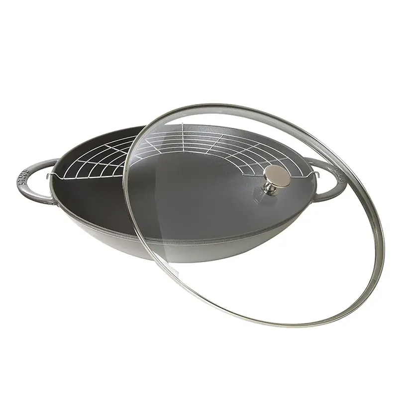 Staub Padella Wok in ghisa 2 Manici D 37cm Grigio Scelto Dai Clienti
