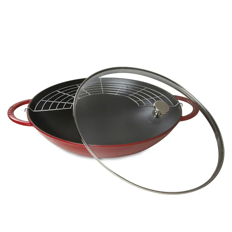 Staub Padella Wok in ghisa 2 Manici D 37cm Rosso Non Perdere