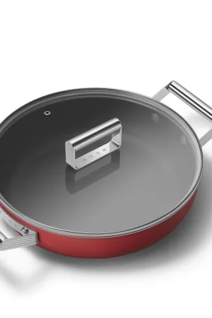Popolare Smeg Cookware Tegame con Coperchio 28 cm 50‘s Style CKFD2811RDM Rosso