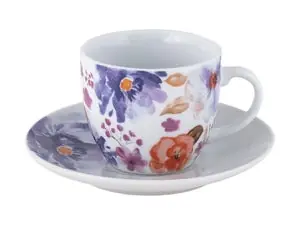 Villa Altachiara Set 6 Tazzine Caffè con Piattino Peonia in Porcellana Affare